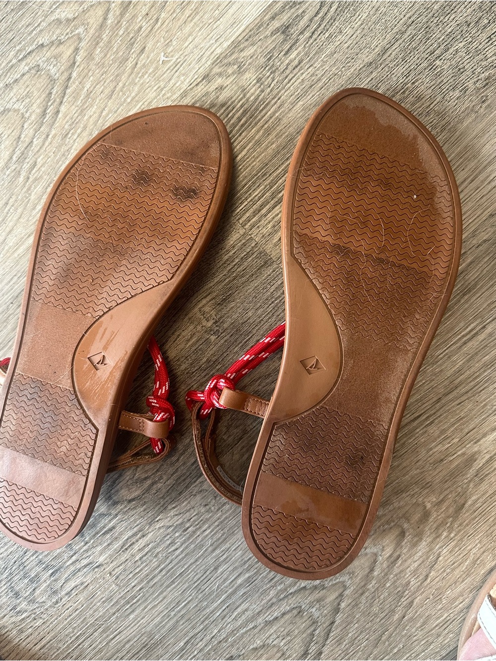 Sperry Red Rope Strap Tan Footbed Sandals - Picture 2 of 2